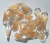 25 18x9mm Crystal & Satin Caramel Givre Paddle Beads